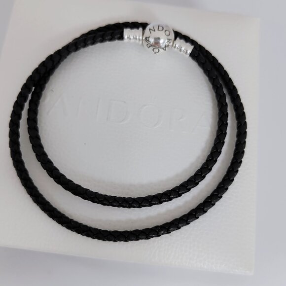 Pandora Moments Double Black Leather Bracelet - Picture 4 of 4